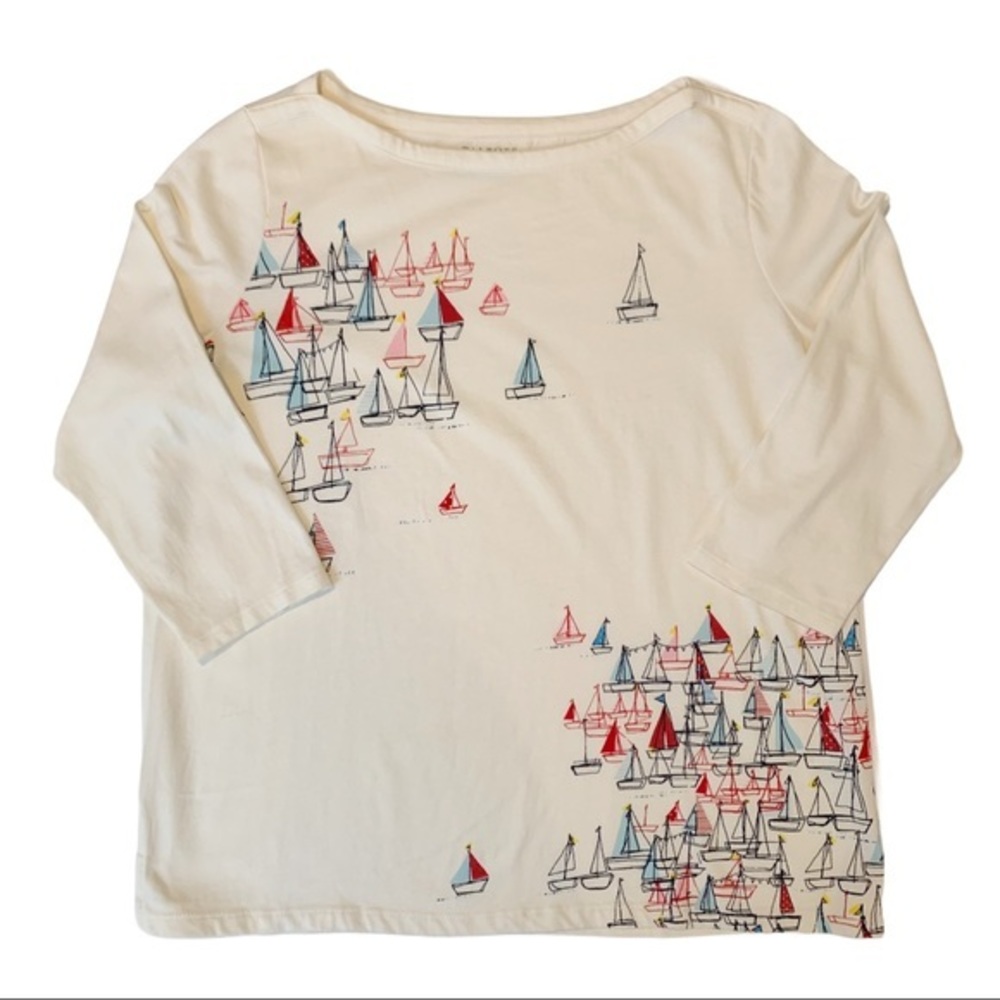 TALBOTS Sailboat print 3/4 sleeve shirt 1X petite